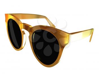 Cool gold sunglasses. 3d illustration