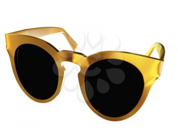 Cool gold sunglasses. 3d illustration