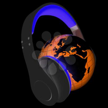 Abstract symbol music and earth. 3d illustration