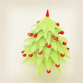 Christmas tree. 3d illustration. Vintage style