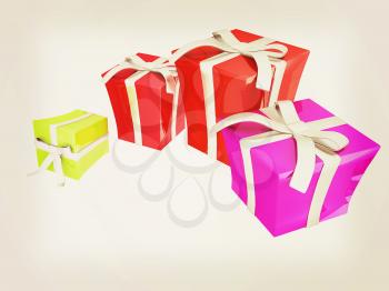 Gift boxes. 3d illustration. Vintage style