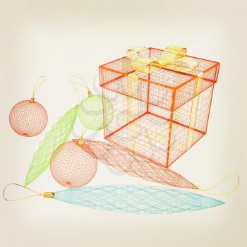 colorful gift box concept. 3d illustration. Vintage style