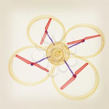 Quadcopter Dron. 3d render. Vintage style