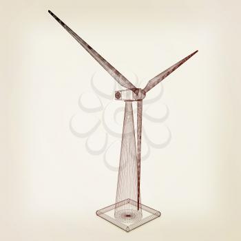 Wind generator turbines icon. 3d illustration. Vintage style