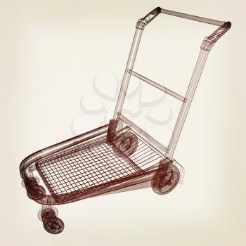 Trolley for luggage at the airport. 3D illustration.. Vintage style
