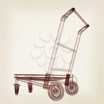 Trolley for luggage at the airport. 3D illustration.. Vintage style