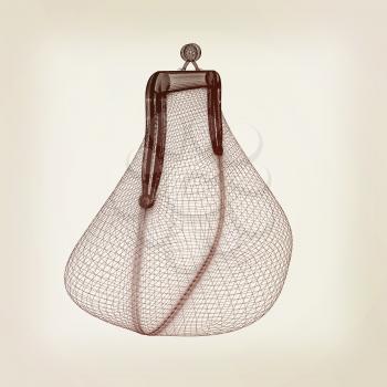 purse on a white. 3D illustration. Vintage style