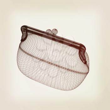 purse on a white. 3D illustration. Vintage style