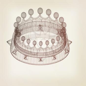 Crown. 3D illustration. Vintage style