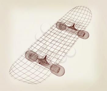 Skateboard. 3d illustration. Vintage style