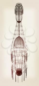 Traditional arabic lamp - Arabian chandelier. 3D illustration.. Vintage style