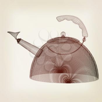Teapot concept. 3d illustration. Vintage style