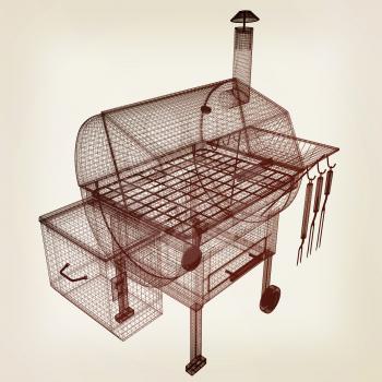 BBQ grill. 3d illustration. Vintage style