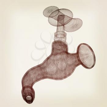 Water tap. 3d illustration. Vintage style