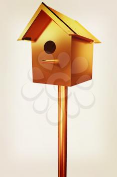 Golden nesting box. 3d illustration. Vintage style