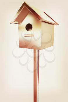birdhouse - a metal souvenir. 3d illustration. Vintage style