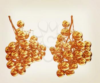 Gold Grapes. 3d illustration. Vintage style