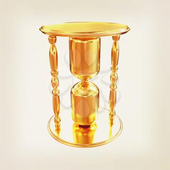 Golden Hourglass. 3d illustration. Vintage style