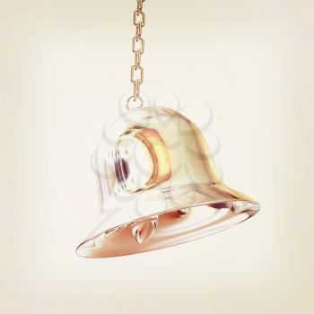 Shiny metal bell isolated on white background. 3d illustration. Vintage style