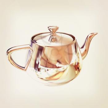 Chrome Teapot. 3d illustration. Vintage style