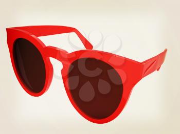 Cool red sunglasses. 3d illustration. Vintage style