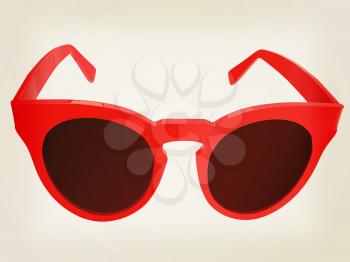 Cool red sunglasses. 3d illustration. Vintage style