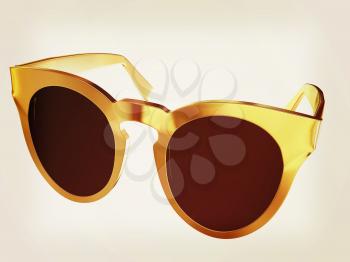 Cool gold sunglasses. 3d illustration. Vintage style