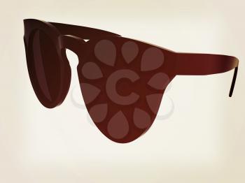 Cool black sunglasses. 3d illustration. Vintage style