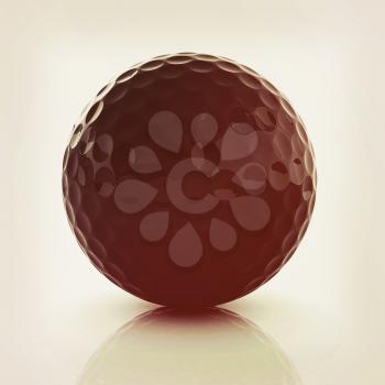 Golf ball. 3D rendering. Vintage style
