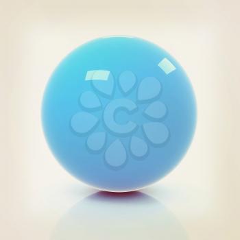 Blue 3D rendering of sphere.. Vintage style
