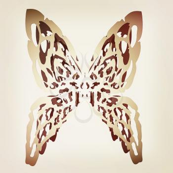 Origami paper butterfly. 3d illustration. Vintage style