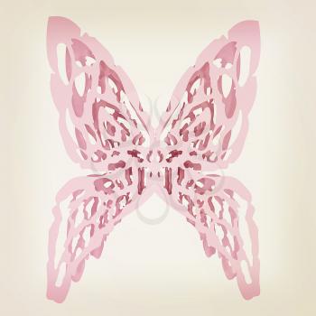 Origami paper butterfly. 3d illustration. Vintage style