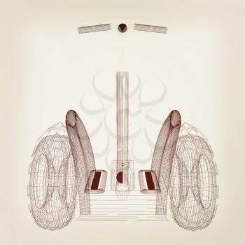 Mini electrical and ecological transport on a white background. 3D illustration.. Vintage style