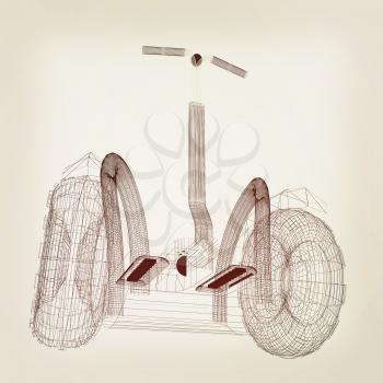 Mini electrical and ecological transport on a white background. 3D illustration.. Vintage style