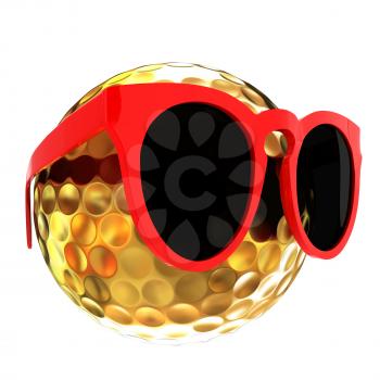 Golf Ball With Sunglasses. 3d illustration