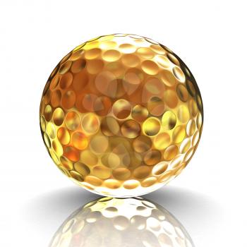 3d rendering of a golfball in gold