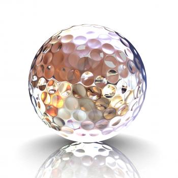 3D rendering metal golf Ball with white background