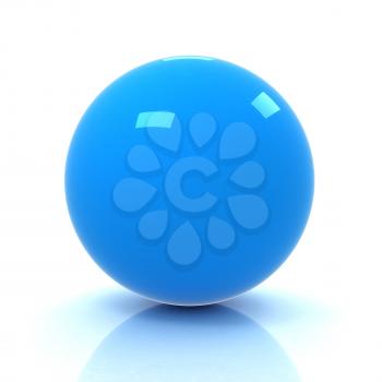Blue 3D rendering of sphere.