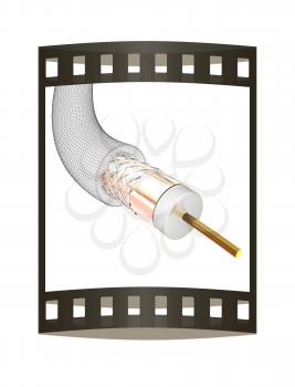 Cables for high tech connect. 3d illustration. The film strip.