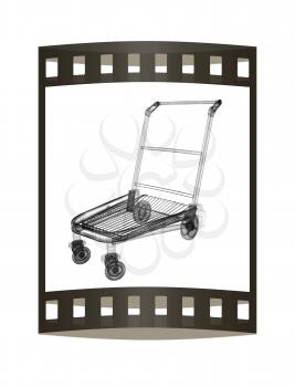Trolley for luggage at the airport. 3D illustration.. The film strip.
