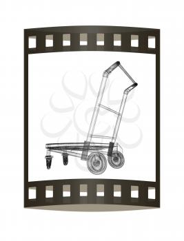 Trolley for luggage at the airport. 3D illustration.. The film strip.