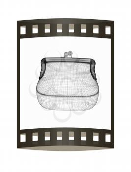 purse on a white. 3D illustration. The film strip.