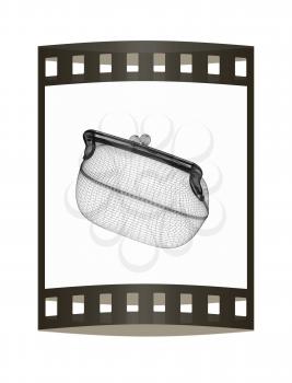 purse on a white. 3D illustration. The film strip.