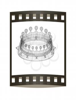 Crown. 3D illustration. The film strip.
