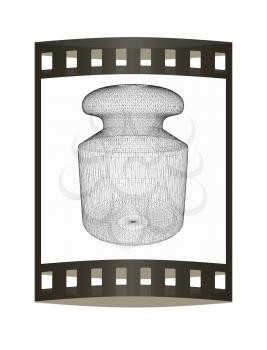 weight scale on a white . 3D illustration.. The film strip.