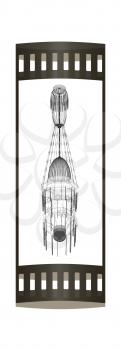 Traditional arabic lamp - Arabian chandelier. 3D illustration.. The film strip.