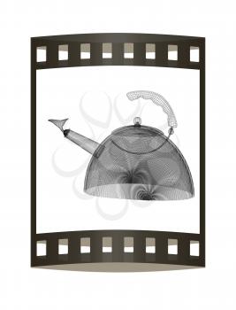 Teapot concept. 3d illustration. The film strip.