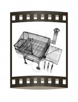 BBQ grill. 3d illustration. The film strip.