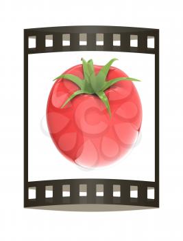 tomato. 3d illustration. The film strip.