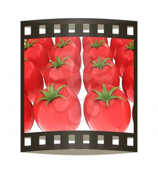 tomato. 3d illustration. The film strip.